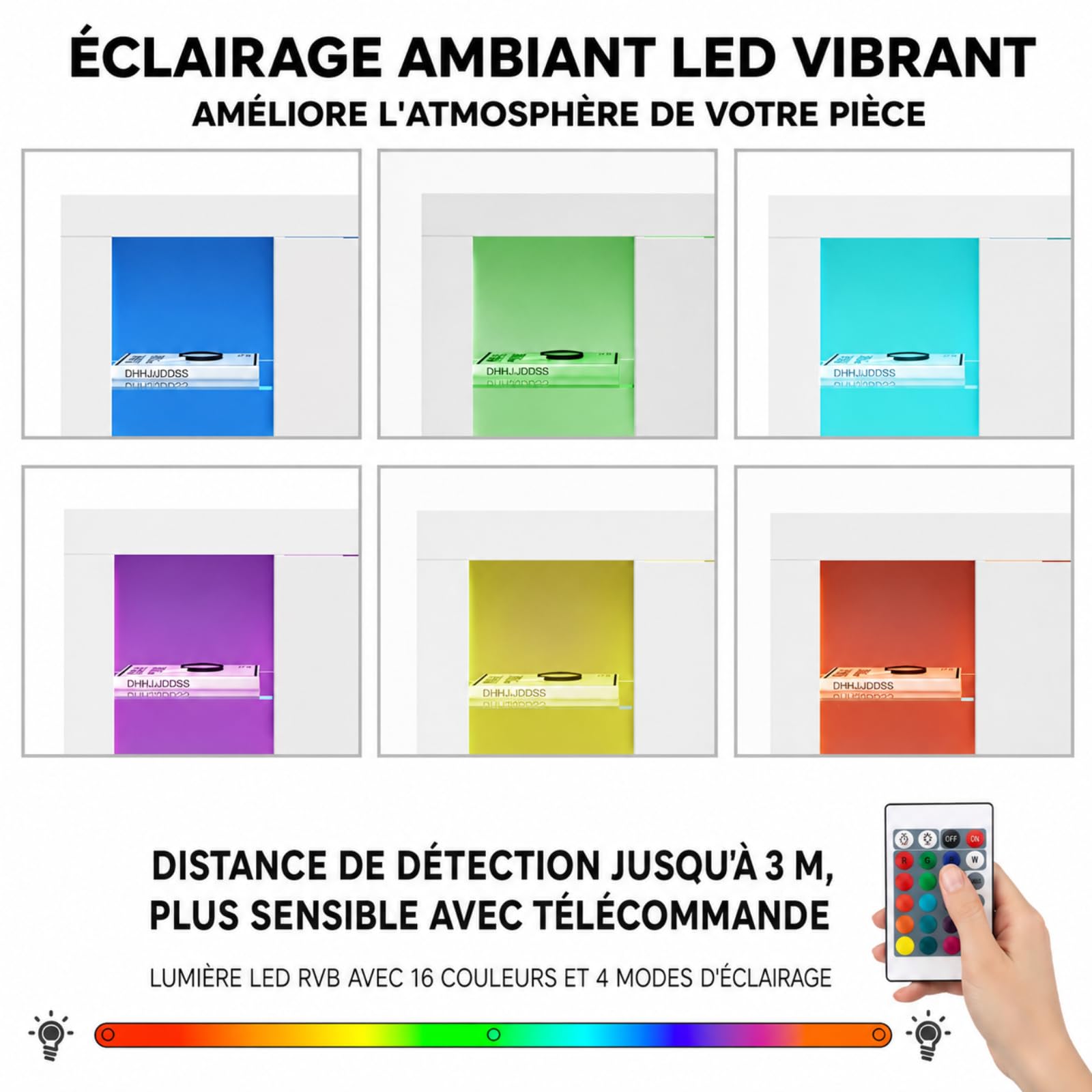 Panana Commode de Eclairage LED, Buffets, Meuble de Rangement sur Salon, Chambre, 75 x 35 x 83 cm (Blanc)