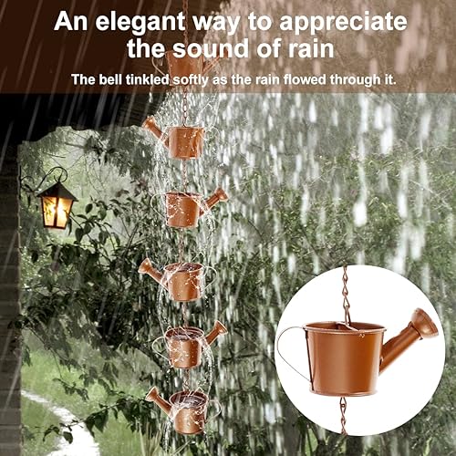 Miniatura 2 de Txkrhwa Cadena de lluvia para hervidor de agua, anillos de metal, cadenas de lluvia, cadenas decorativas para atrapar la lluvia, cadena colgante de