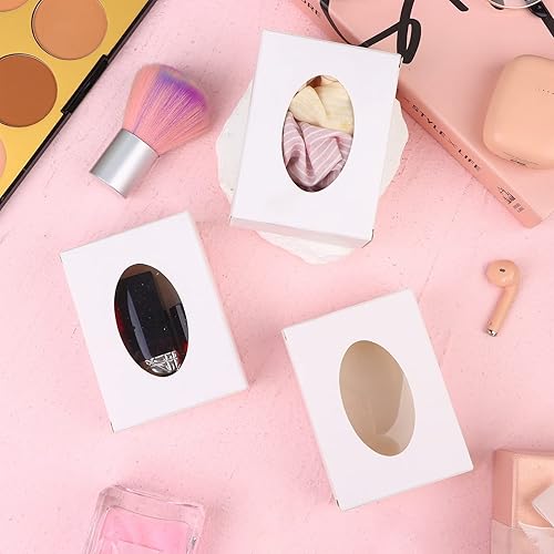 Miniatura 6 de PINKXHY 100 mini cajas de papel kraft con ventana, cajas redondas de embalaje de jabón, caja de regalo de cartón para regalo de jabón casero, dulces