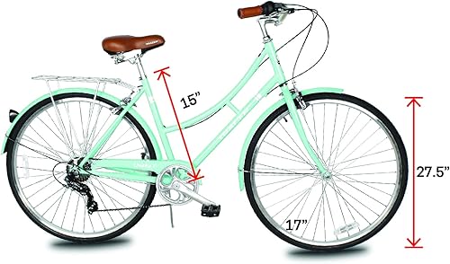 Vista 121 de Tracer Osaka - Bicicletas híbridas, marco de acero, Shimano Nexus Inter 3/7 velocidades, agarre marrón asiento marrón, bicicleta de carretera