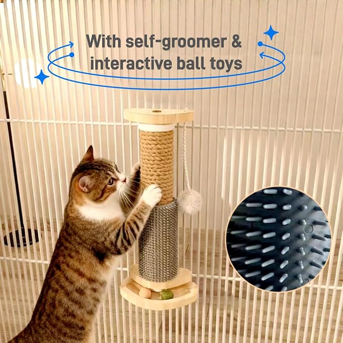 Rascador para gatos 2 unidades con juguetes y masajeador miniatura 3