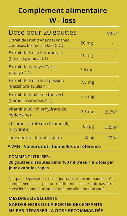 W-Loss Drops - Natural Food Supplement | Supports Healthy Weight Loss and Fat Burning | Ketogenic | 30ml