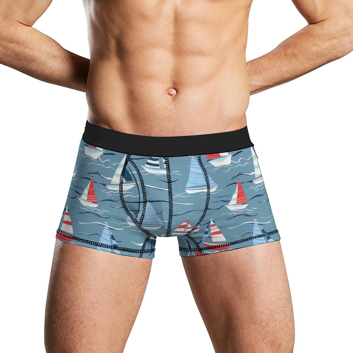 Ocean Boats Novelty Men's Trunks Soft Breathable Underwear Patterned Stretch Briefs