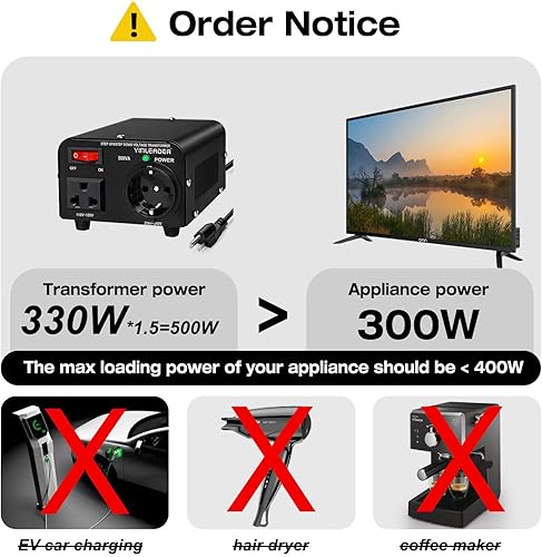 Miniatura 3 de Yinleader Transformador de voltaje europeo de 110 V a 220 V, convertidor elevador de 500 W, 110120 voltios a 220230240 voltios o reductor de 220 a