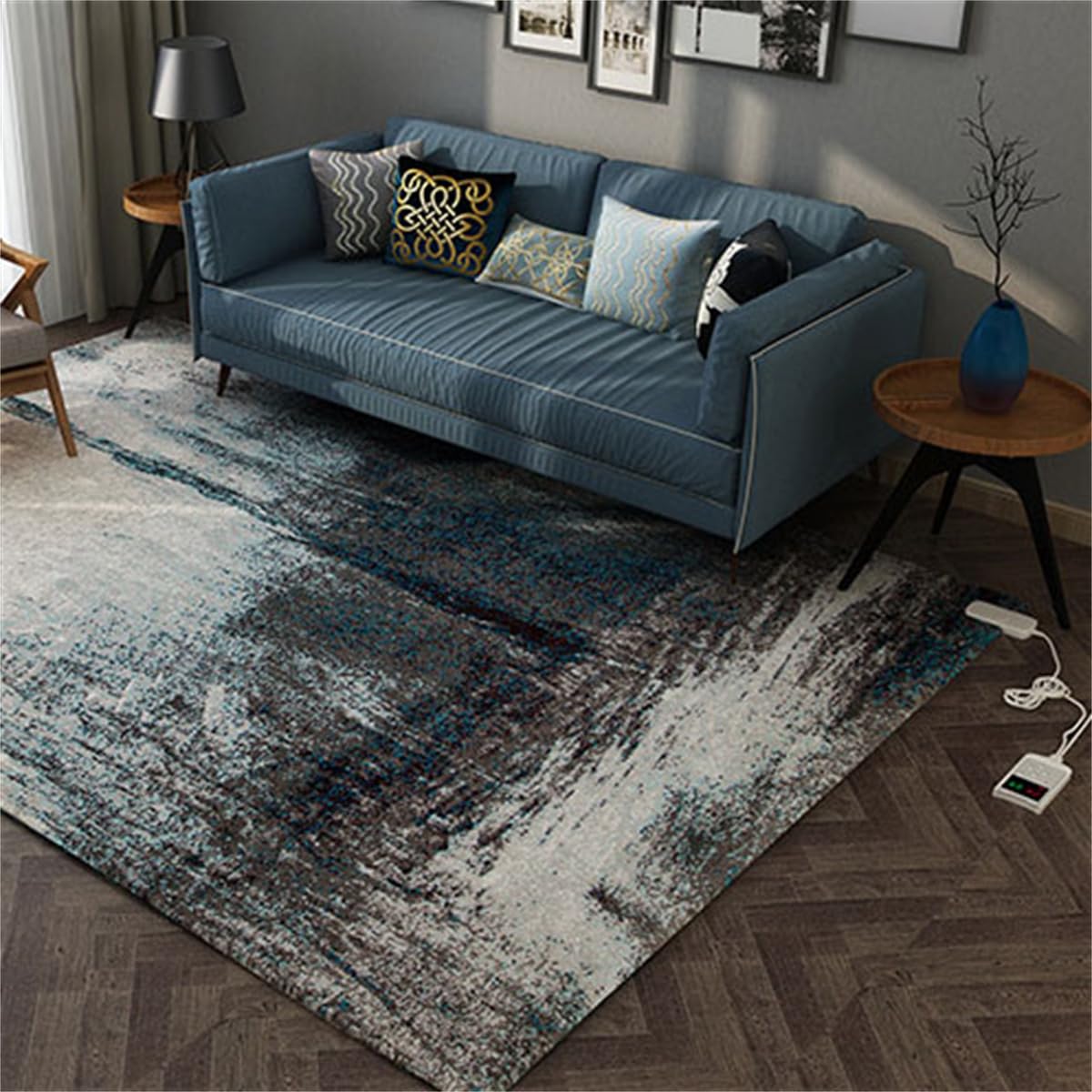 Alfombra eléctrica calefactora de grafeno, Calefactor de Interiores de Felpa Suave con termostato y Temporizador, Calefactor de Suelo, Calentador de pies,A,100 * 200CM