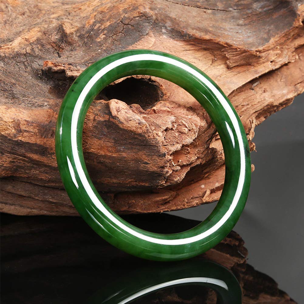 AKT Jade Bangle Pulsera Grado A Esmeralda Verde Natural Bisutería Artesanal para Mujer, Diámetro Interno 53-55 Mm