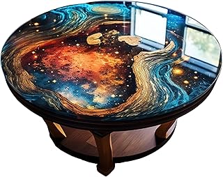 DIY Galaxy Painted Table, Table Colorful Galaxy style with Fluid Acrylics & Epoxy - Abstract Painting Table, Galaxy Furniture, Handcrafted Resin Table, Living Room Table, Dinning Table, Sofa table, Bar Table (48 inch)