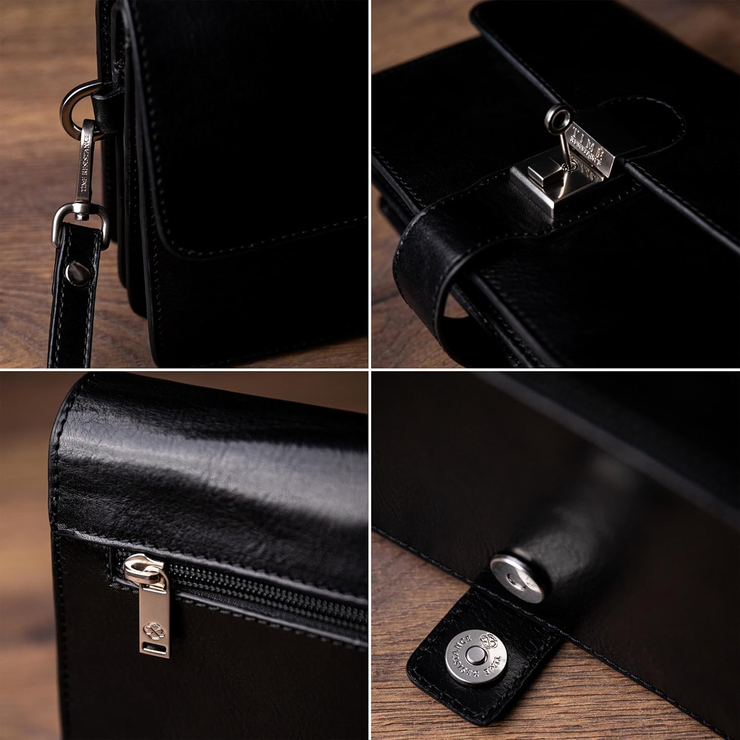 Time Resistance Leather Clutch - Men's Organizer Wrist Bag - Briefcase Handmade in Italy