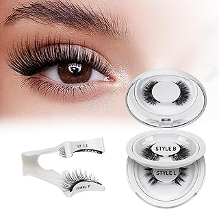 QUEWEL Magnetic Eyelashes 2 Pair Reusable Magnetic Eyelashes with Applicator No Glue Needed Eyelashes Cat Eye Natural Look Lash Clusters Kit Easy to Wear and Remove(B+L01)
