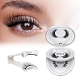 QUEWEL Magnetic Eyelashes 2 Pair Reusable Natural Look Magnetic Eyelashes with Applicator No Glue Needed Eyelashes Cat Eye Lash Clusters Kit Easy to Wear and Remove(B+L02)