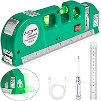 AikTryee USB Rechargeable Laser Level - Cross Line Horizontal Vertical Green Laser for Picture Hanging, Cabinets, Tiles, Walls