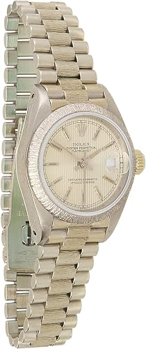 Pre-loved White Gold Tapestry Dial Datejust 69179 26mm, Silver