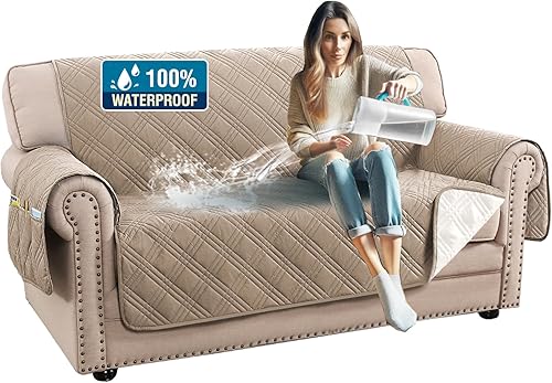 Miniatura 42 de H.VERSAILTEX Fundas de sofá 100% impermeables para mascotas, fundas deslizantes modernas para sofás/sofás, funda de sofá gruesa y suave lavable