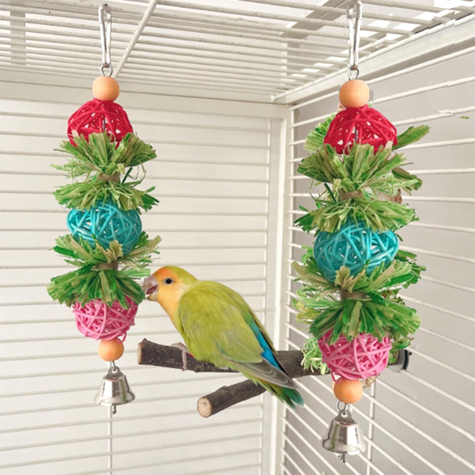 2 Pcs Bird Toys, Bird Shredding Toys, Parrot Chewing Toys, Cockatiel Toys, Include Natural Corn Cob Bells - Image 3