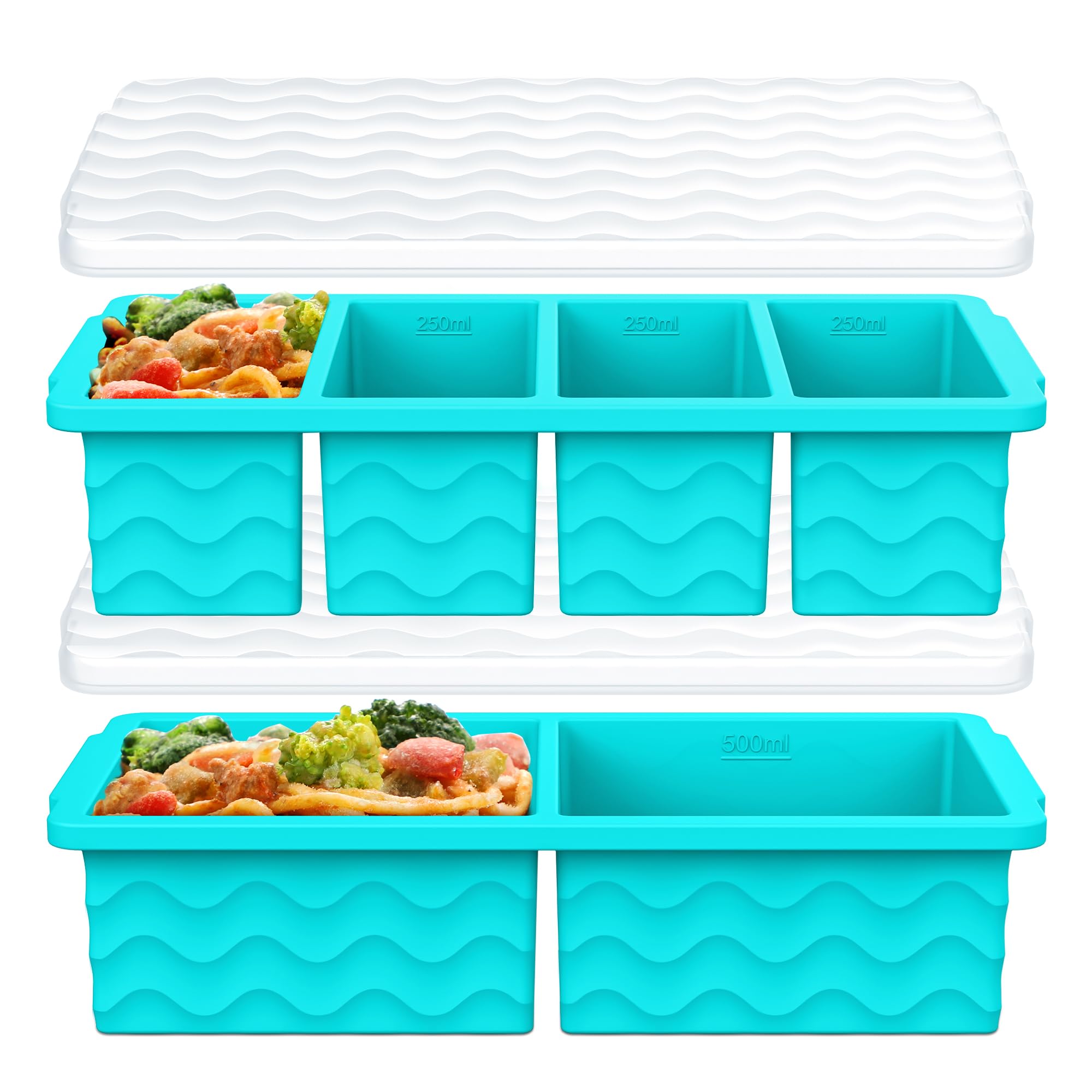 Aopigavi Silicone Freezer Trays with Lid 1 Cup 2 Cup 2 Pack
