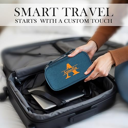 Miniatura 7 de Estuche organizador de artículos electrónicos personalizados, bolsa de almacenamiento compacta de cables con nombre personalizado para cargadores,