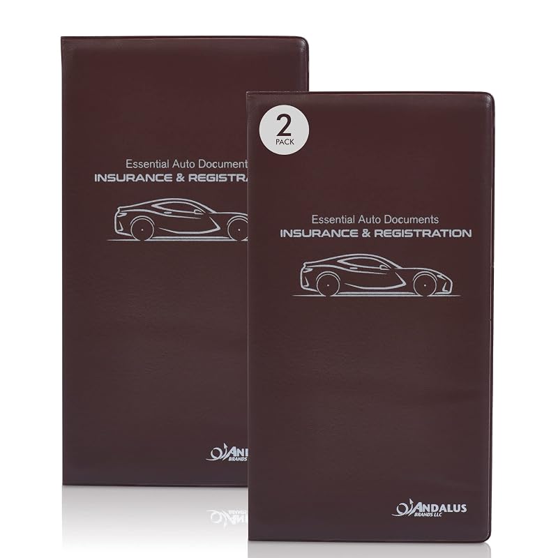 Organizador de Documentos para Porta-Luvas Andalus Brands com 4 Compartimentos e Fechamento de Gancho e Argola, Marrom, Kit com 2