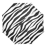 Sletend Windproof Travel Umbrella Zebra Stripes Folding Rain Umbrella Compact and Strong Automatic Open Close Vented Double Canopy for Men and Women