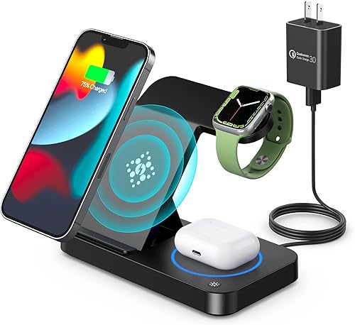 Cargador inalámbrico plegable cargador inalámbrico portátil 4 en 1 Disponible para iPhone 1212 Mini 12 Pro12 Pro Max 1111 Pro11 Pro Max 88 PlusXXsXs