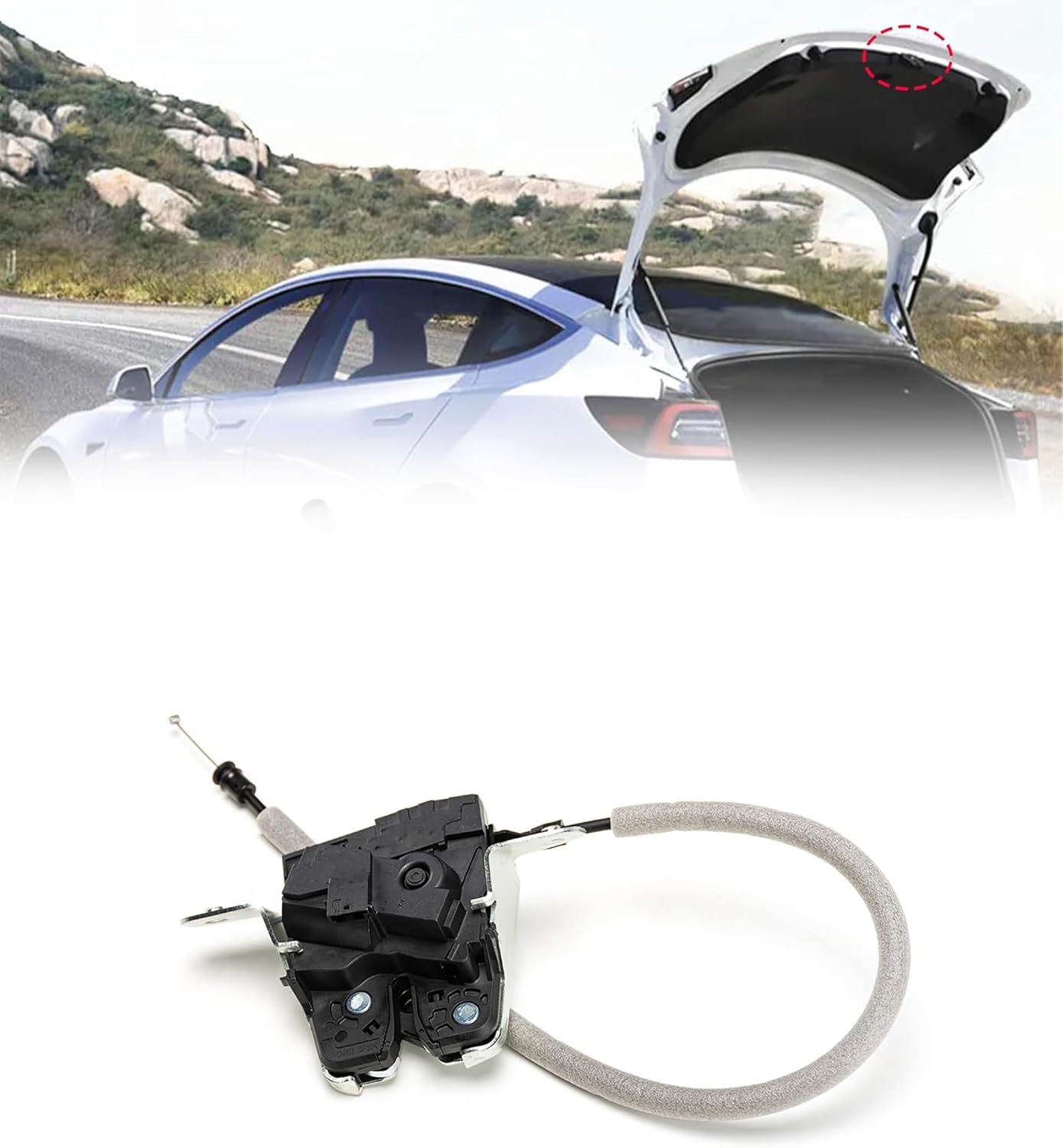 600665400B Rear Trunk Lid Tailgate Latch Lock Fits for Tesla Model S 2012-2021, Model X 2012-2021,Liftgate Actuator Trunk Latch with 4 Pins