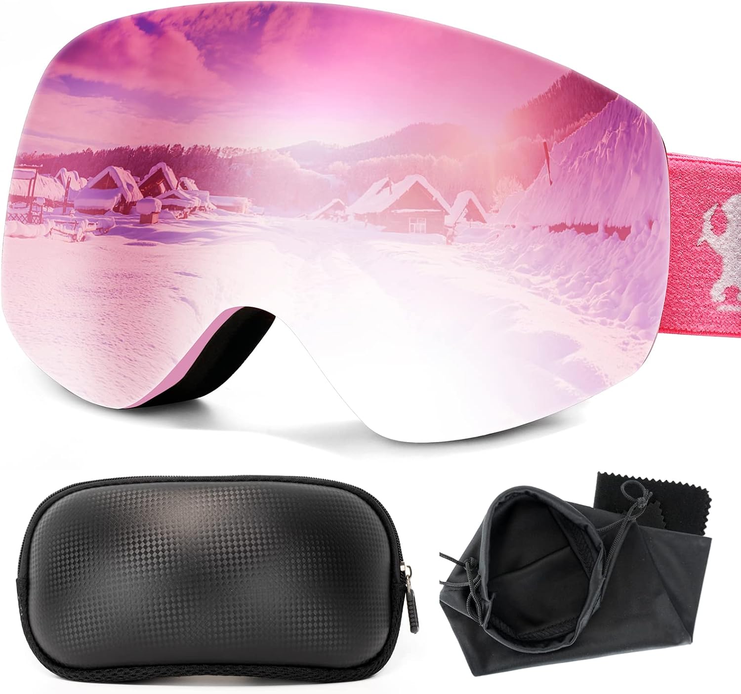Ski Goggles for Men Women - OTG Snowboard Goggles with Framless Anti-Fog Spherical Lens : Sports & Outdoors