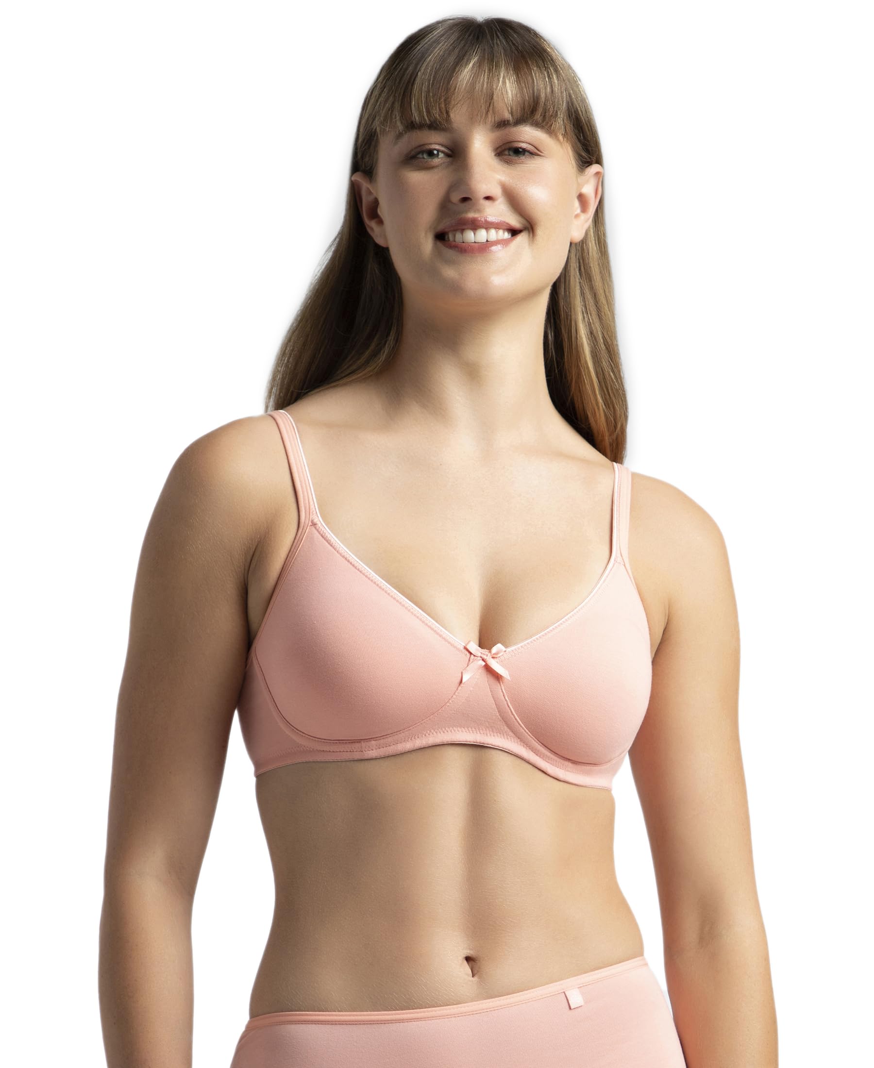 Jockey1722 Women's Wirefree Non Padded Super Combed Cotton Elastane Stretch Medium Coverage Everyday Bra with Concealed Shaper Panel and Adjustable Straps