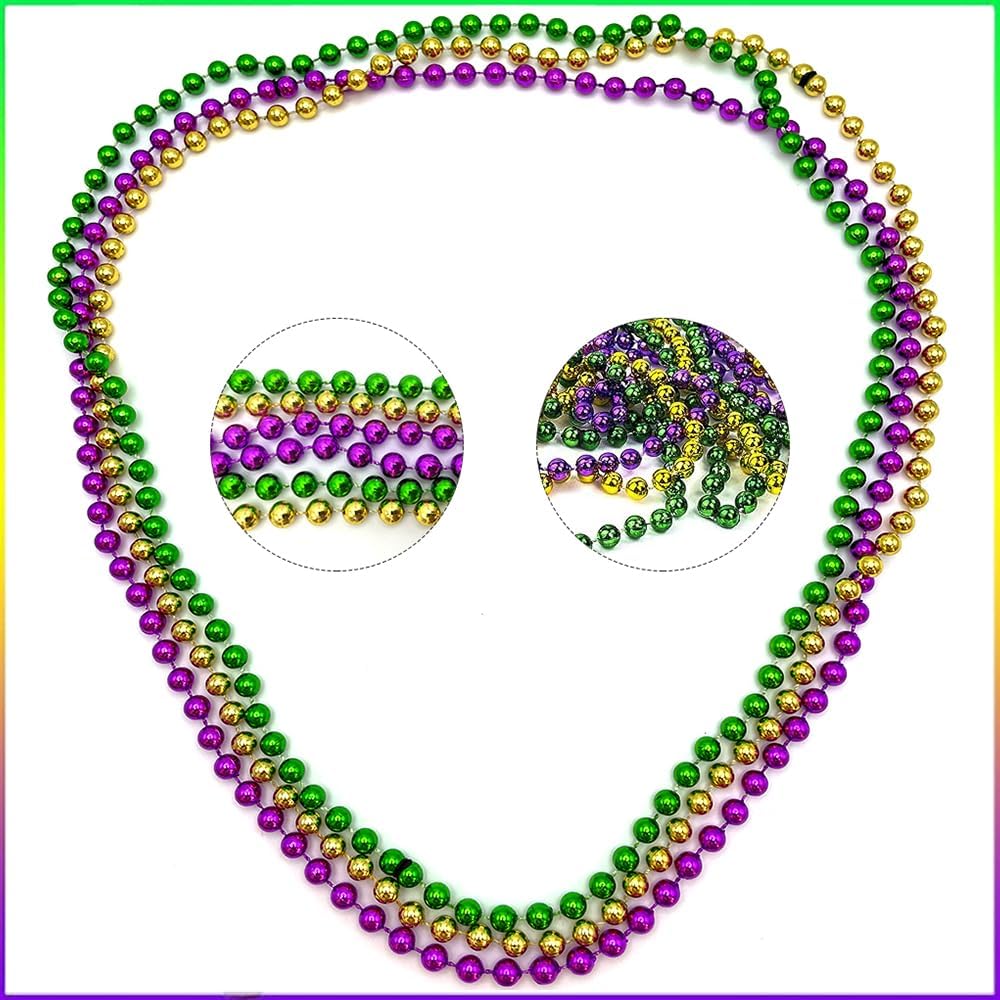 7 Pcs Mardi Gras Costume Accessories for Women Included Headband Masquerade Mask Bead Necklaces Tutu Skirt Striped Long Socks for Halloween Mardi Gras Carnival Party Supplies Multicolor - Image 5