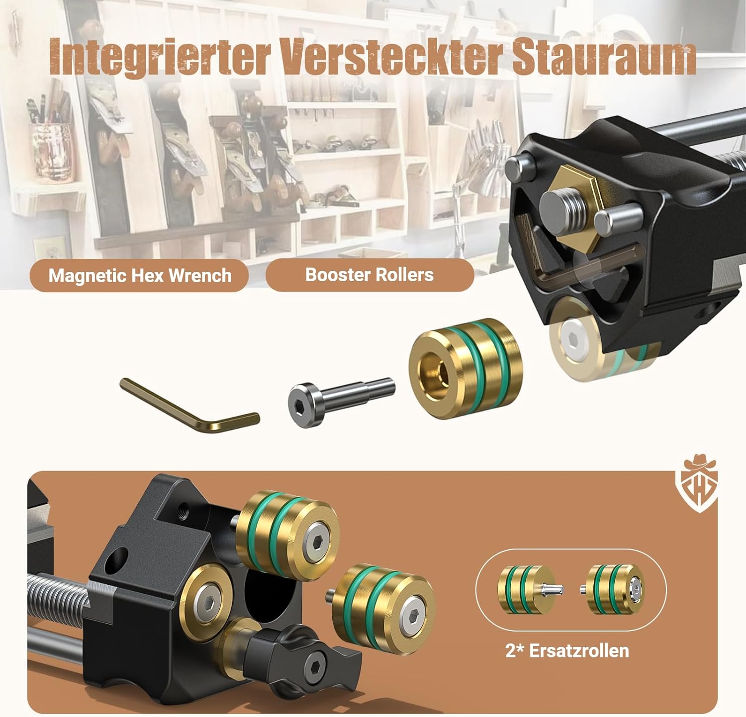 HONGDUI HD34 Honing Guide, Chisel Sharpening Jig for Chisels and Planes (0.1"-3.2") with 4 Brass Rollers & Storage Case, Professional Woodworking Tool