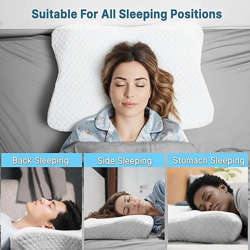 Miniatura 4 de Almohada cervical cervical para aliviar el dolor de cuello, almohada cervical ortopédica con infusión de carbón para personas que duermen de lado y