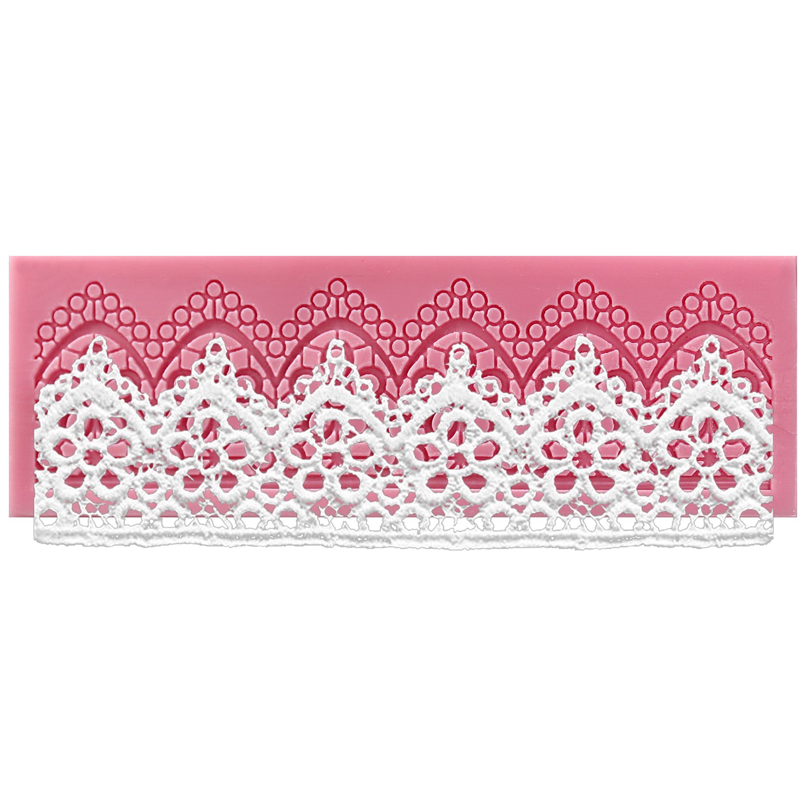 Sugarcraft Cake Decoration tool Daisy Flower Scalloped lace drop Border Icing Silicone Mold Mould Lace Shaped Cupcake Mat 16.8x5.5x0.5cm