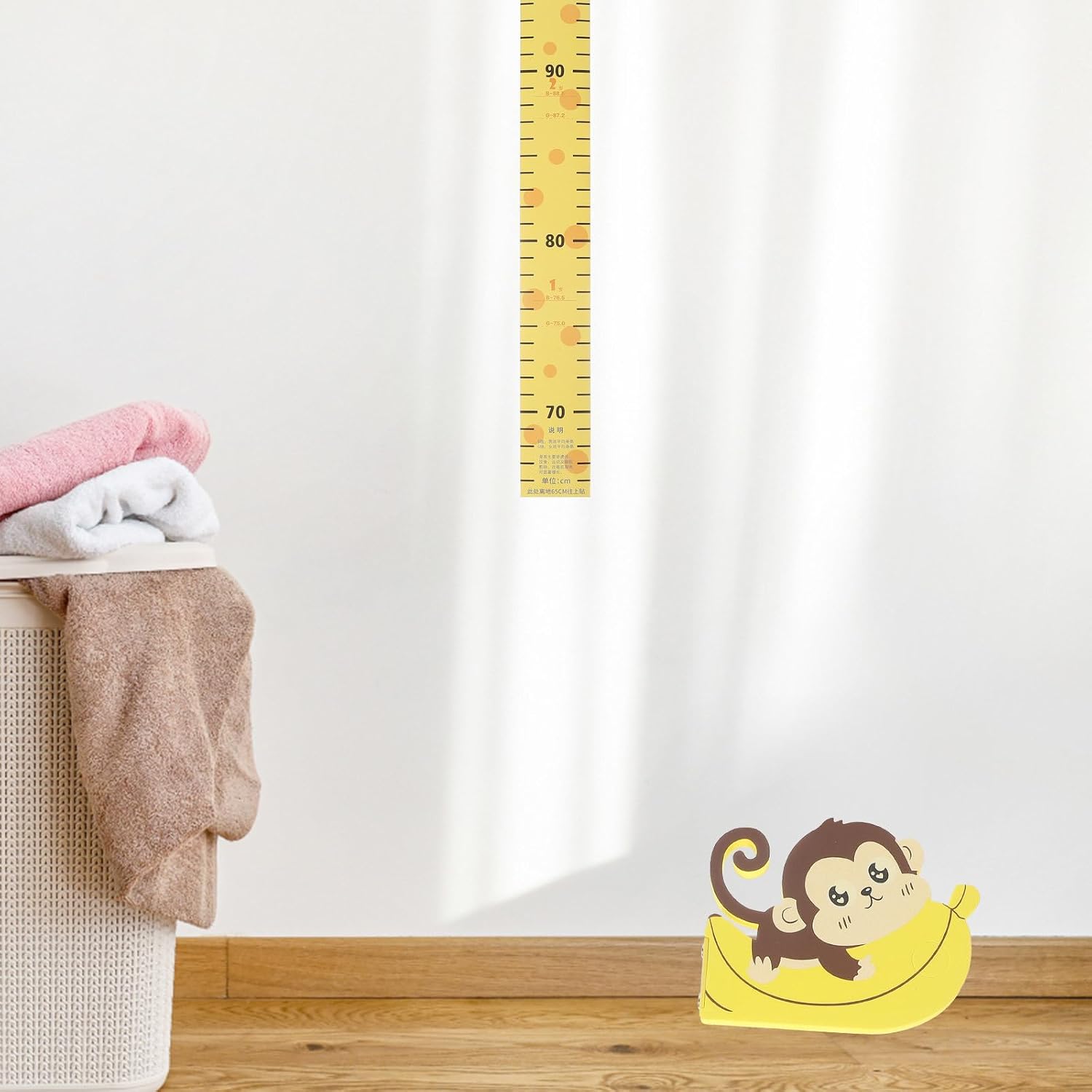 3D Height Growth Chart Wall Sticker for Rooms Nursery Decor, PVC Material Cartoon Animal Design, Easy to Apply and Records Growth Journey, Yellow Ruler Height Measuring Sticker