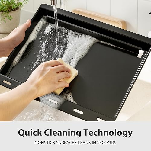 Miniatura 100 de Utheer Plancha reversible de cerámica de aluminio de 16.3 x 13 pulgadas, 50% más ligera, placa de parrilla plana y acanalada antiadherente 2 en 1