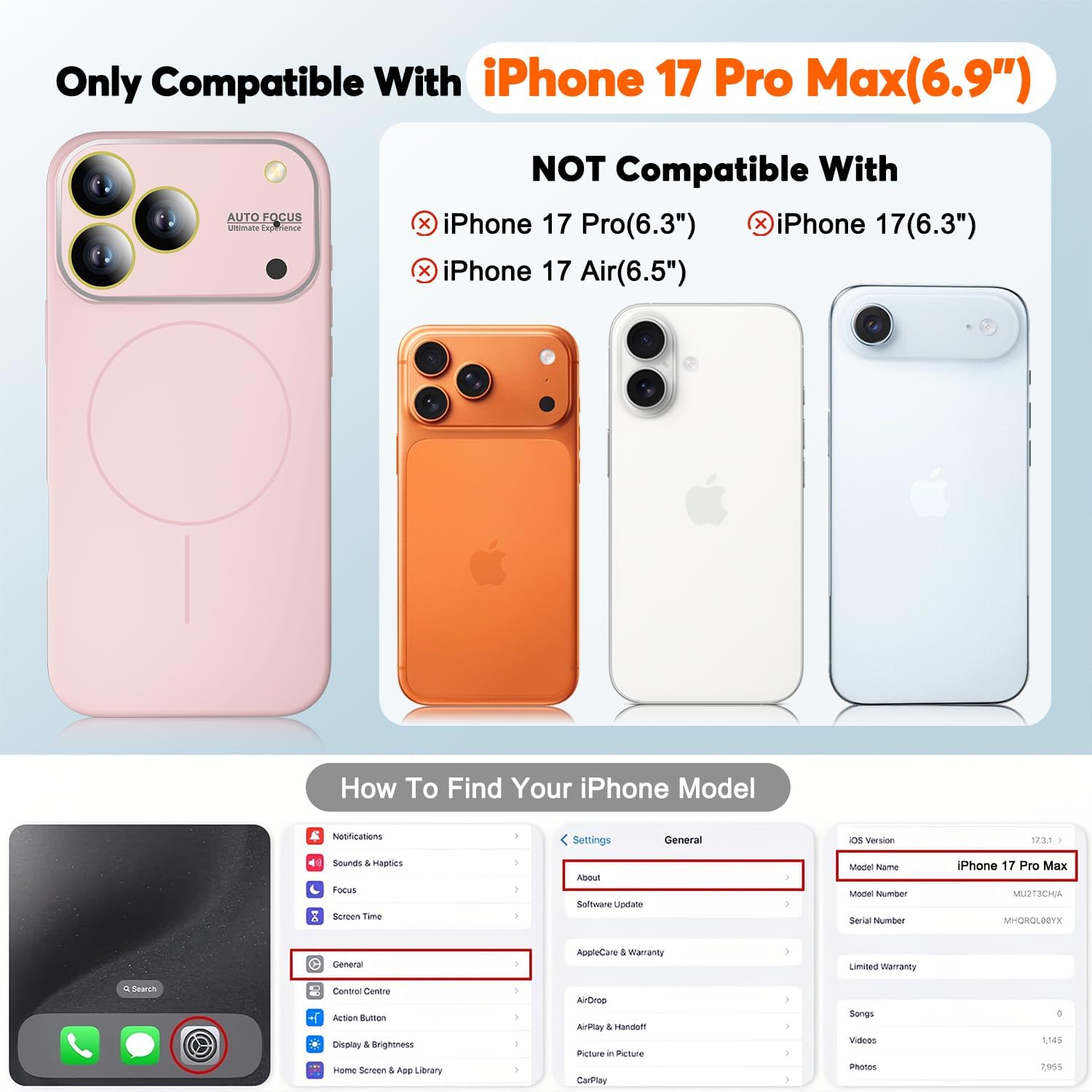 Misscase Magnetic Silicone Case for iPhone 17 Pro Max with Camera Lens Protector,Compatible with Magsafe,Smooth Shockproof Anti-Scratch,Microfiber Lining Inside Phone Case-Pink image 2