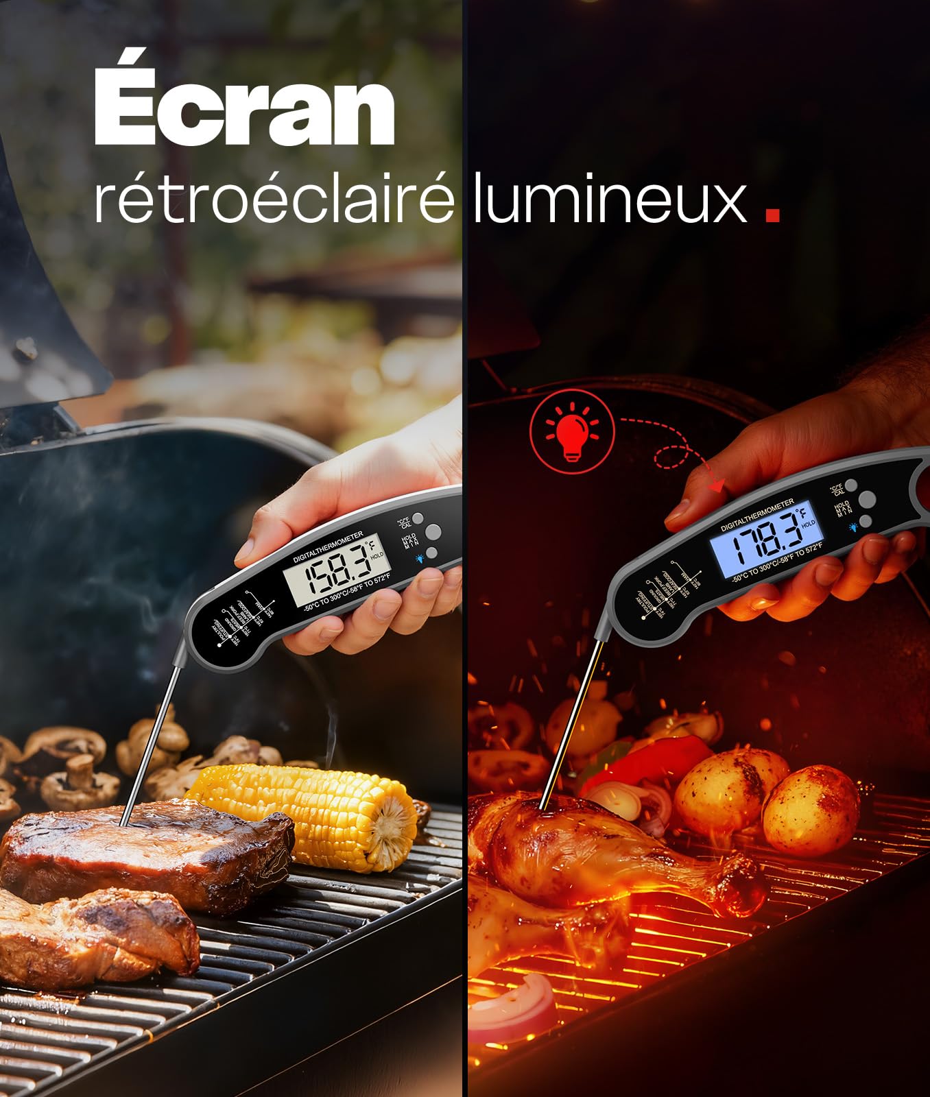 BESROY Thermomètre de Cuisine, Thermomètre à Viande, Thermomètre Barbecue