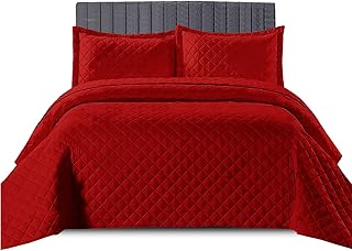 Prime Home Super King Bedspread Bed Throw Embossed Pattern Decorative Coverlet Bedding Set Reversible Quilted Bedspread (Super King - Red)