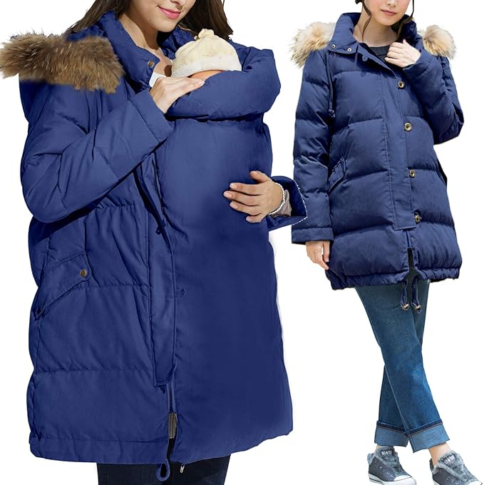 Sweet Mommy ファー付き モッズ風ダウン ママコート　ダッカー付き　M ファー付き モッズ風ダウン ママコート | スウィートマミー本店