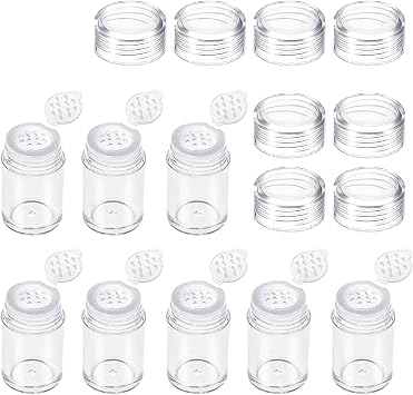 8 Pack 10ml Empty Cosmetic Jars, 12 Holes Sifter Clear Empty Cosmetic Seasoning Bottle, Jars Empty Makeup Containers for Cosmetic Storage