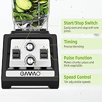 Vista 6 de OMMO Blender for Smoothies: 1800W Peak Blenders for Kitchen, 68oz BPA-Free Pitcher, Timer & Speed Control, 6 Stainless Steel Blades, Dishwasher Safe