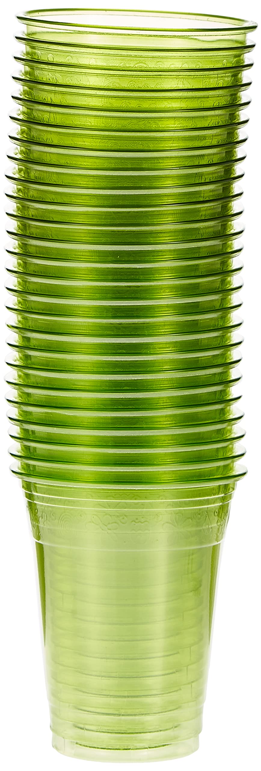 Fun® Clear Plastic Juice Cup 8oz Clear Olive/Green - Ideal for iced coffee, smoothies, Bubble Boba tea, milkshakes, frozen cocktails, water, sodas, juices, snacks, dessert and more (Pack of 25)