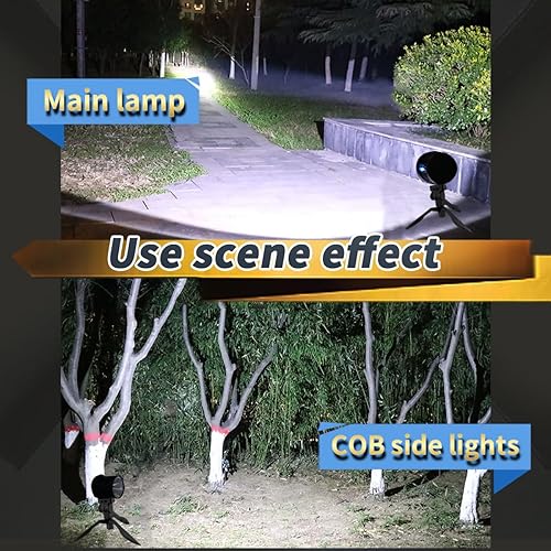 Miniatura 2 de Foco recargable, linterna de caza de mano de 150000 lúmenes, linterna LED y paneles solares, 3 modos, 4 colores impermeables, reflector ligero y