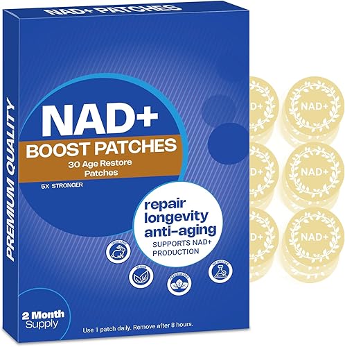 Parches NAD+ cómodos y fáciles de llevar todo el día, veganos, resistentes al agua, 60 parches