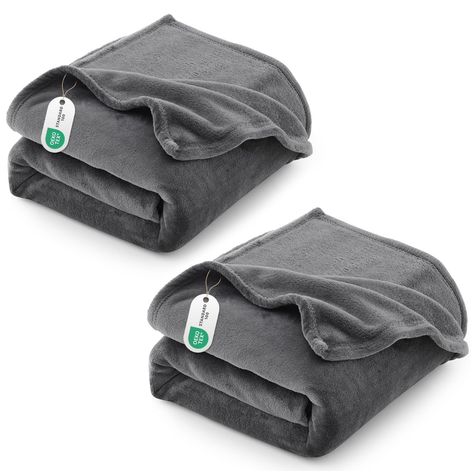 CozyLux Flanell Decken - Extra weiche 100% Mikrofaser Reversible Hundebettdecke - Atmungsaktive graue Decke