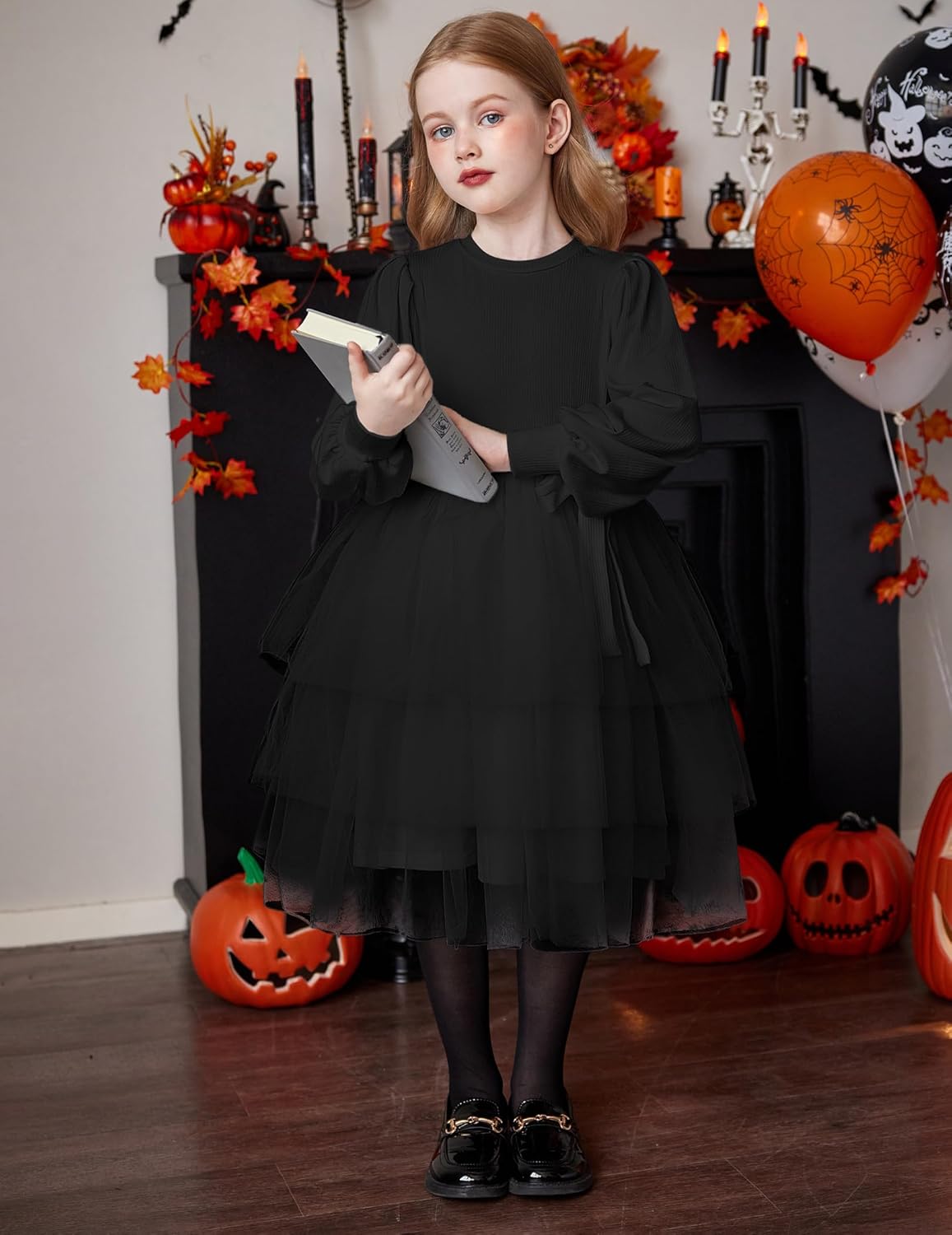 Arshiner Toddler Dress Little Girls Tutu Fall Winter Puff Long Sleeve Princess Party Tulle Dresses - Image 4