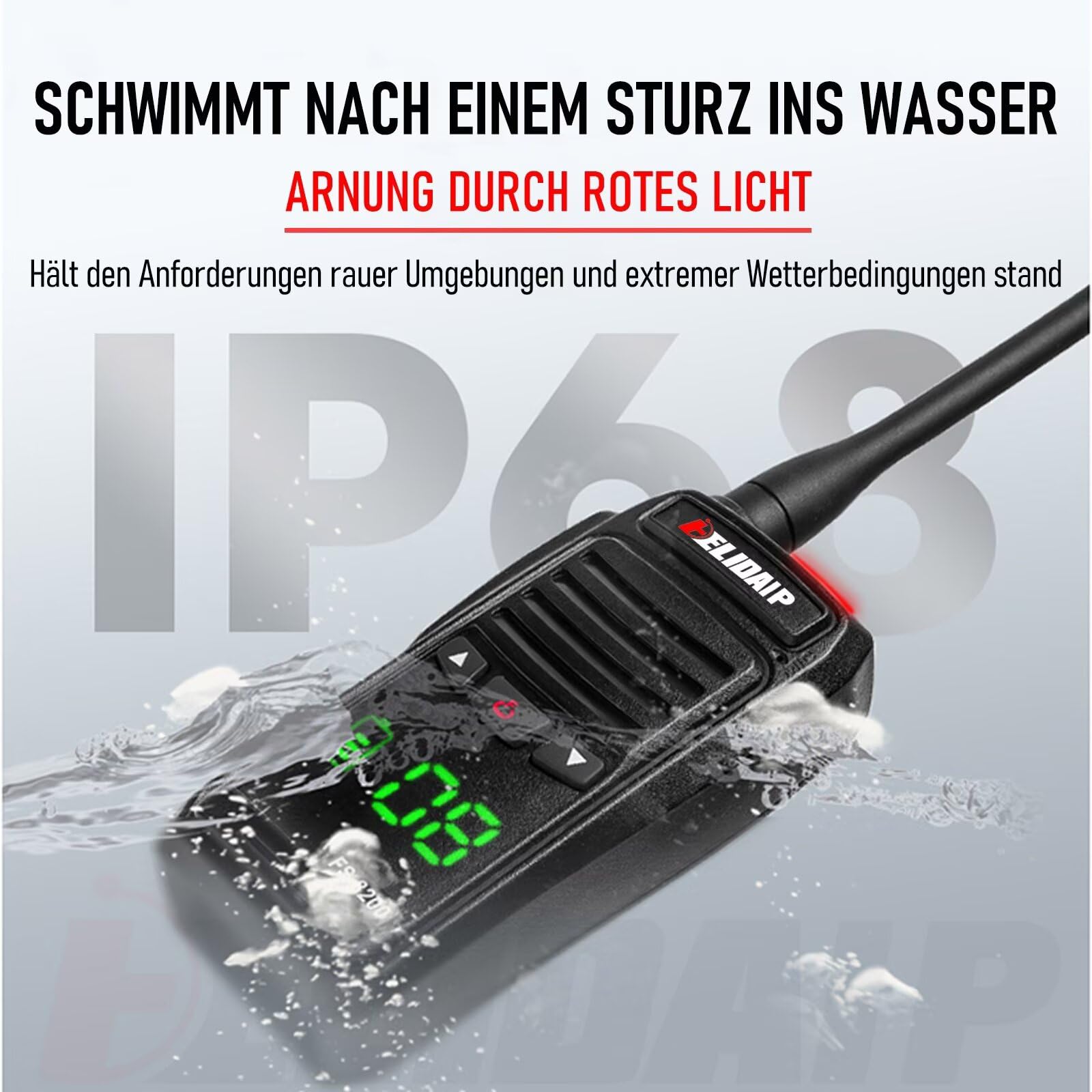 FS-8200 VHF Funkgerät IP68 Wasserdicht Walkie Talkie Schwimmende | 2500mAh Wiederaufladbar USB-C, 128 Kanäle, 5W Handfunkgerät für Bootfahren Angeln Kajakfahren Outdoor(Schwarz, 1 Stück)