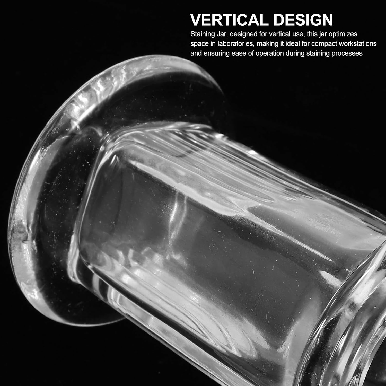 Coplin Glass Jar with Lid for Microscope Slides, round Glass Staining Jar Holding to 5 Slides, Easy to Use for High Volume Experimental Workflows and Laboratory Applications