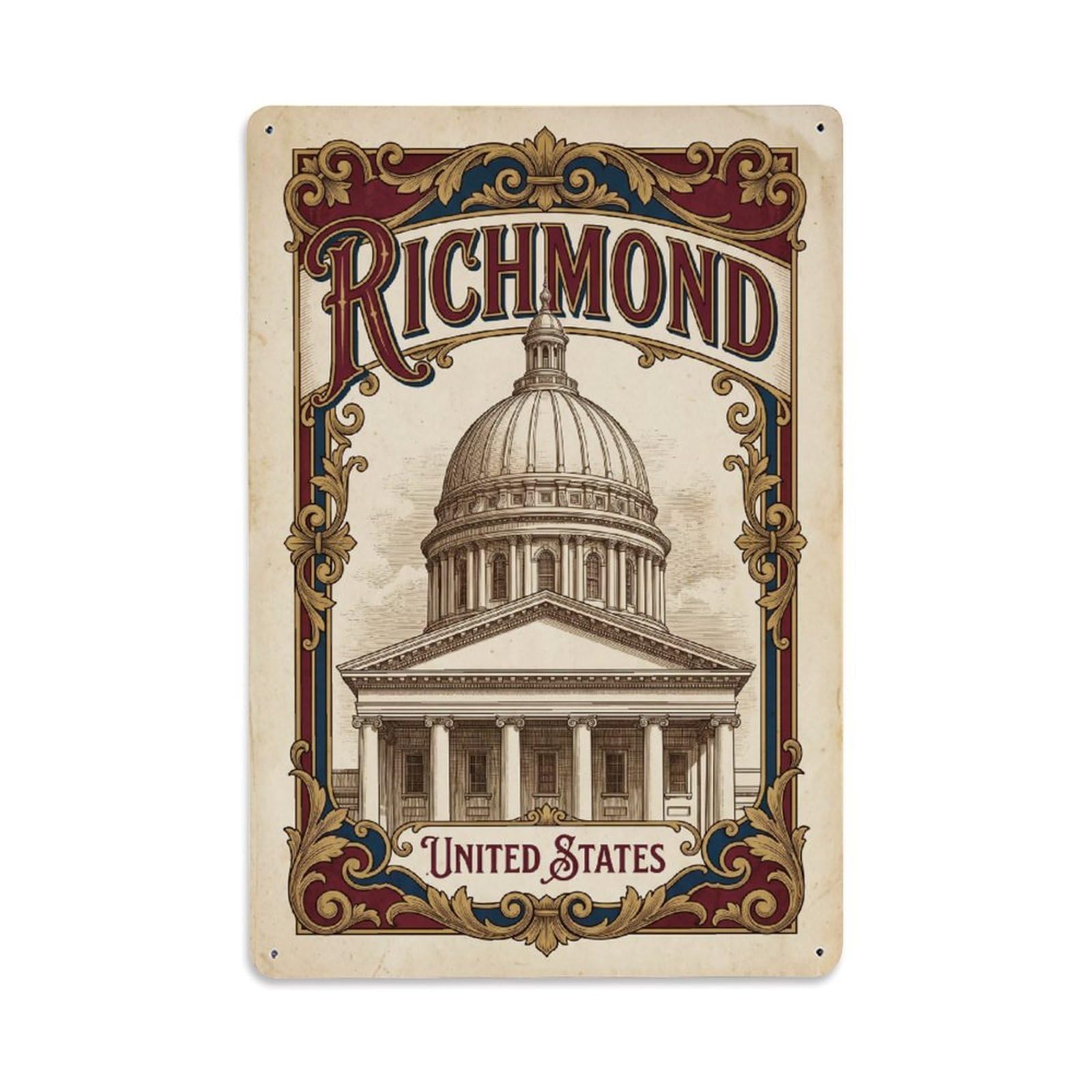 Xanthor Style Usa Richmond Travel Retro Metal Tin Sign