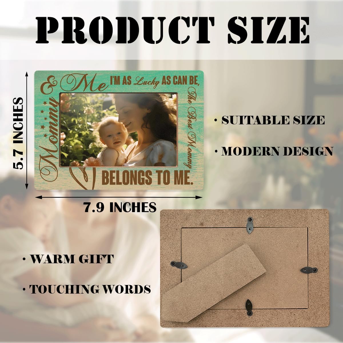 Mother Photo Frame Mommy & Me Wooden Photo Frame Warm Mother’s Day Gift For Mom Elegant Table Decoration Thanksgiving & Christmas Gifts Unique Mom Birthday Gift Family Keepsake Frames 8x6 Inches - Image 3
