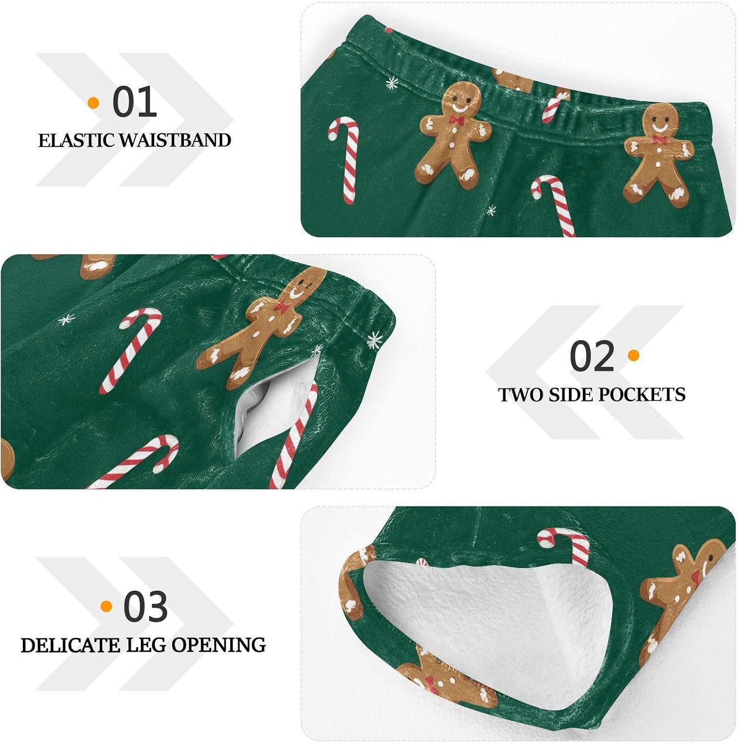 visesunny Christmas Gingerbread Man Candys Boys Pants for Kids Fleece Bottoms Long Jogger Pants Trousers Pockets Size 6-14Y
