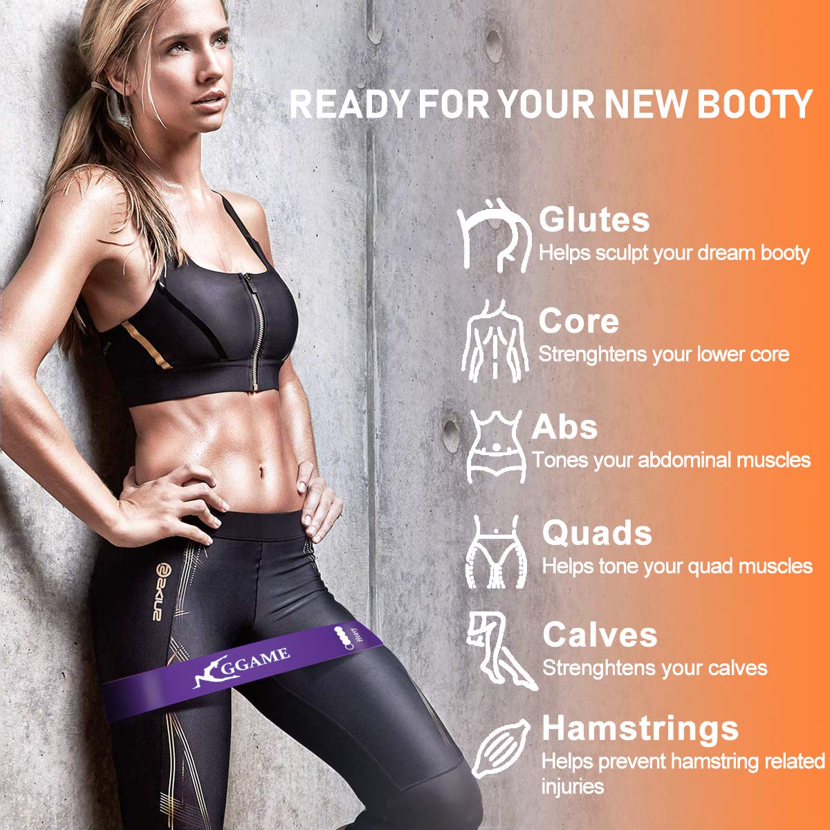 Widerstandsbänder, Übungsbänder für Po und Bein, aus Naturlatex, für Physiotherapie, Krafttraining, Zuhause, Fitnessstudio, Workout, Anleitung enthalten