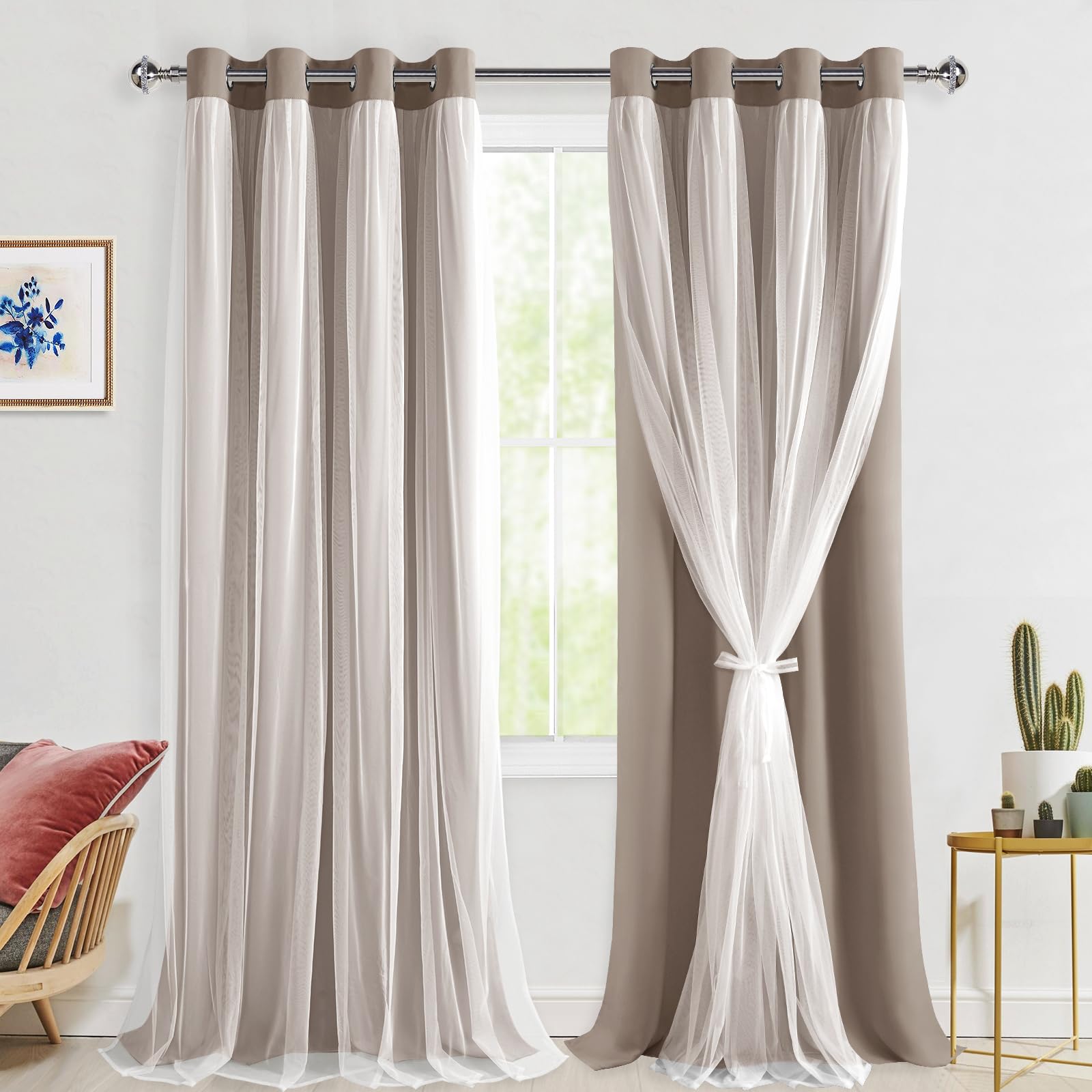 Rideaux occultants isolation thermique Hiasan, double couche intimité totale pour chambre